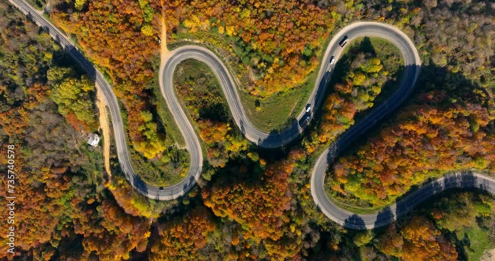 aerial view of inegol domanic road with beautiful autumn colors of nature aerial view of inegol domanic road with beautiful autumn colors of nature