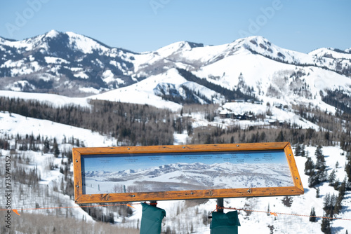 Mountain top signage at Deer Valley Resort, Alta Snobird Ski Area, Clayton Peak, Guardsman's Pass, Park City Mountain Range © Larry Zhou