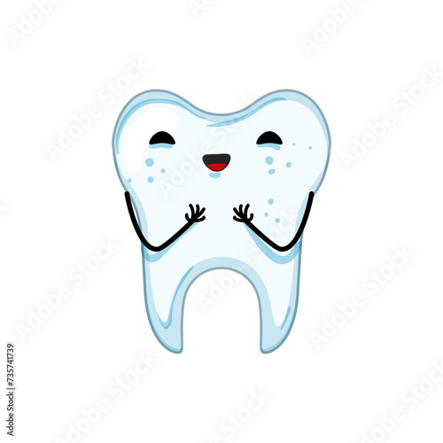 happy tooth character cartoon vector illustration
