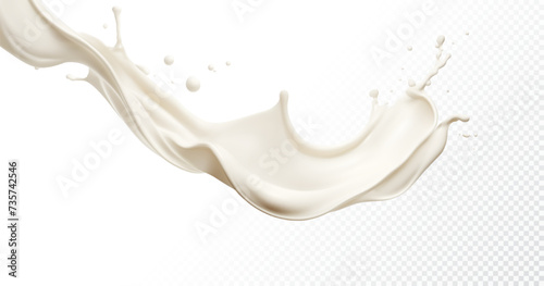 Milk splash isolated on transparent background. Realistic vector illustration.