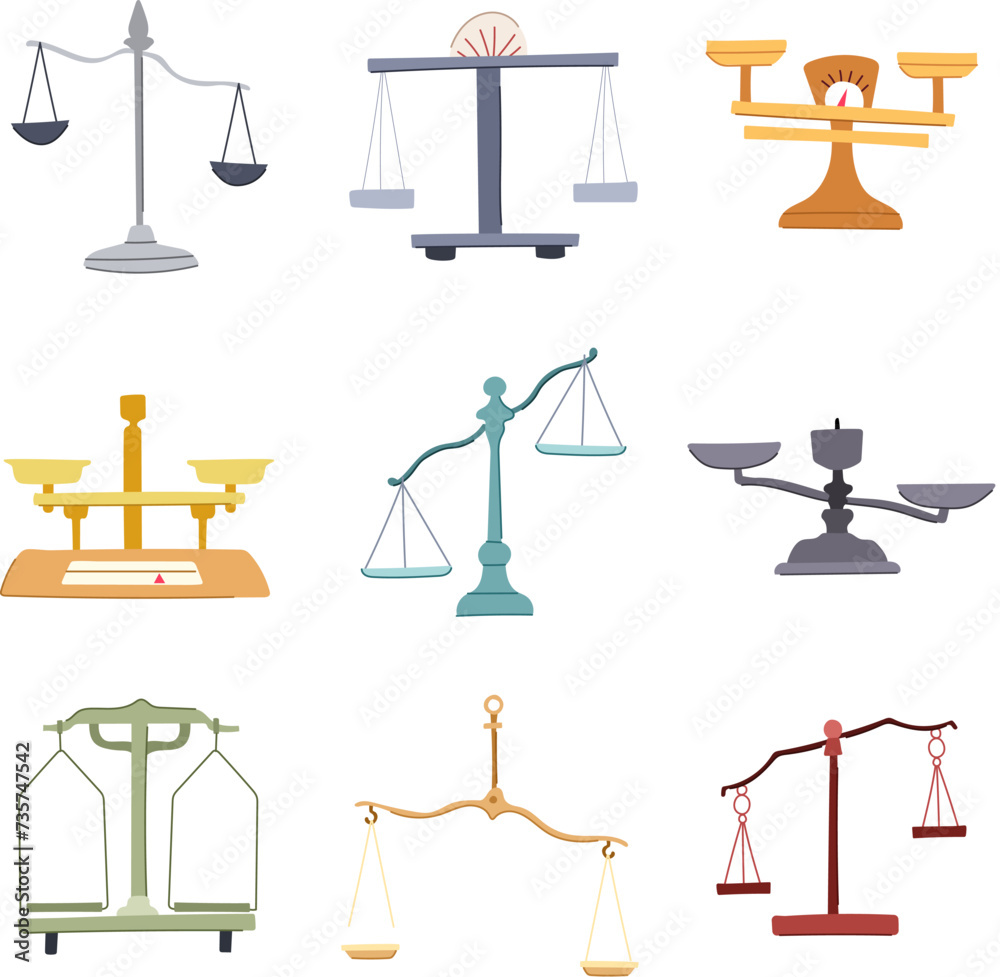 balance scale set cartoon vector illustration balance scale set cartoon vector illustration