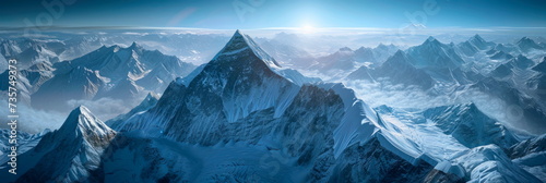 High mountain landscapes from a height, where mountain peaks and bright passes are visible. Generative AI © Лилия Захарчук