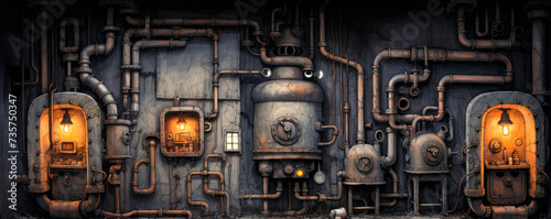 Industrial steampunk theme background © Anghel