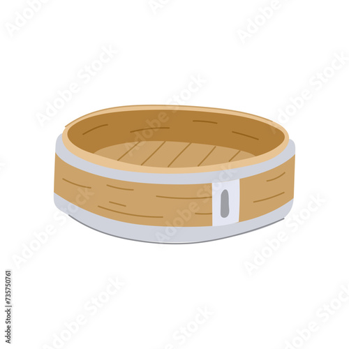 basket bamboo steamer cartoon vector illustration