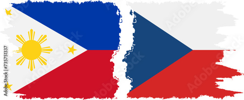 Czech and Philippines grunge flags connection vector
