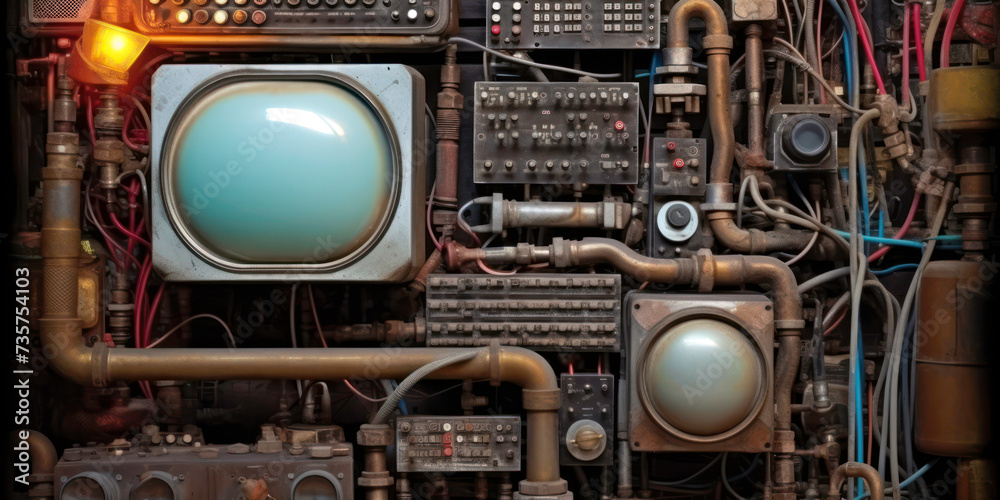 Fototapeta premium Industrial steampunk theme background