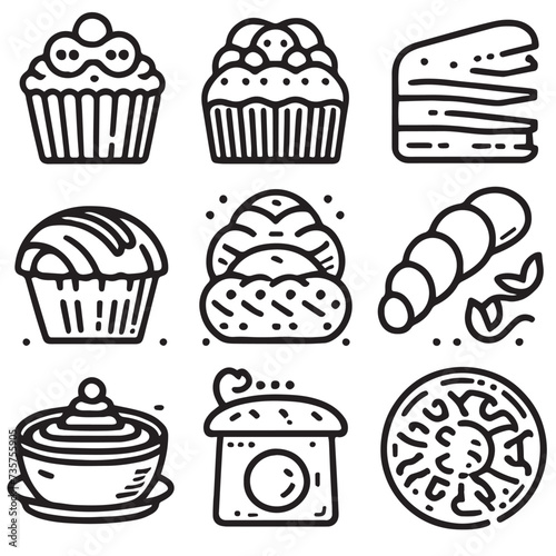 set of icons of cakes