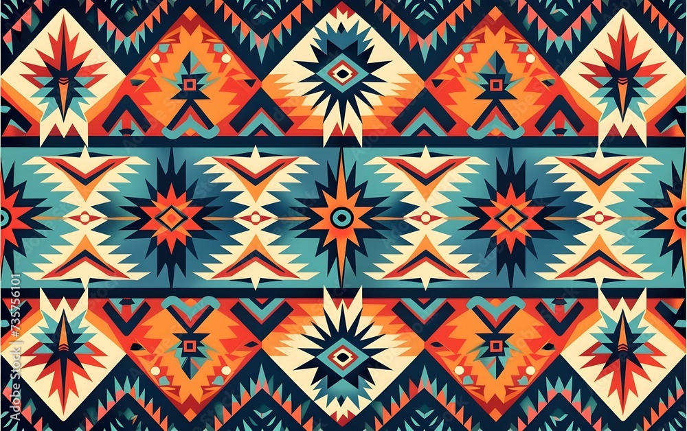 Southwestern Style Native Pattern with Geometric Shapes