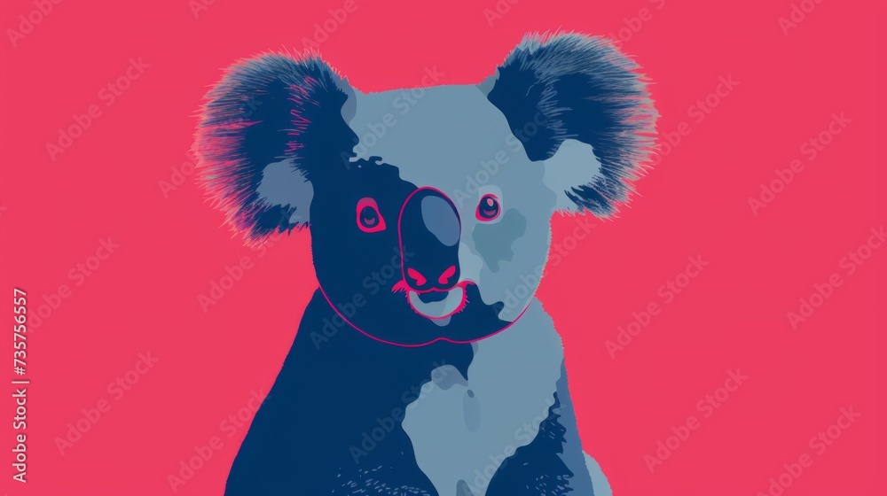 Vivid minimal illustration of a koala in vector style. Animal art ...