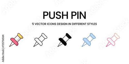 push pin icon vector stock illustration.