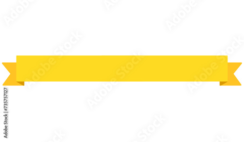 yellow ribbon banner illustration isolated on white and transparent background. minimalism flat style vector blank for text photo