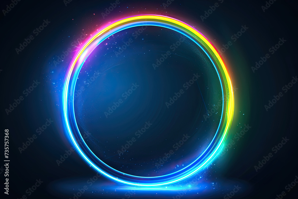 Abstract neon background. Glowing neon circle.
