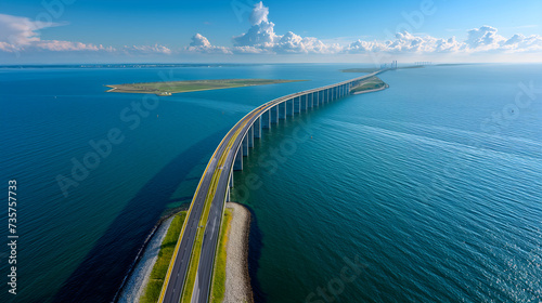 Aerial Wonder: Oresund Bridge and Tunnel Point Captured from Above, Unveiling Spectacular Views