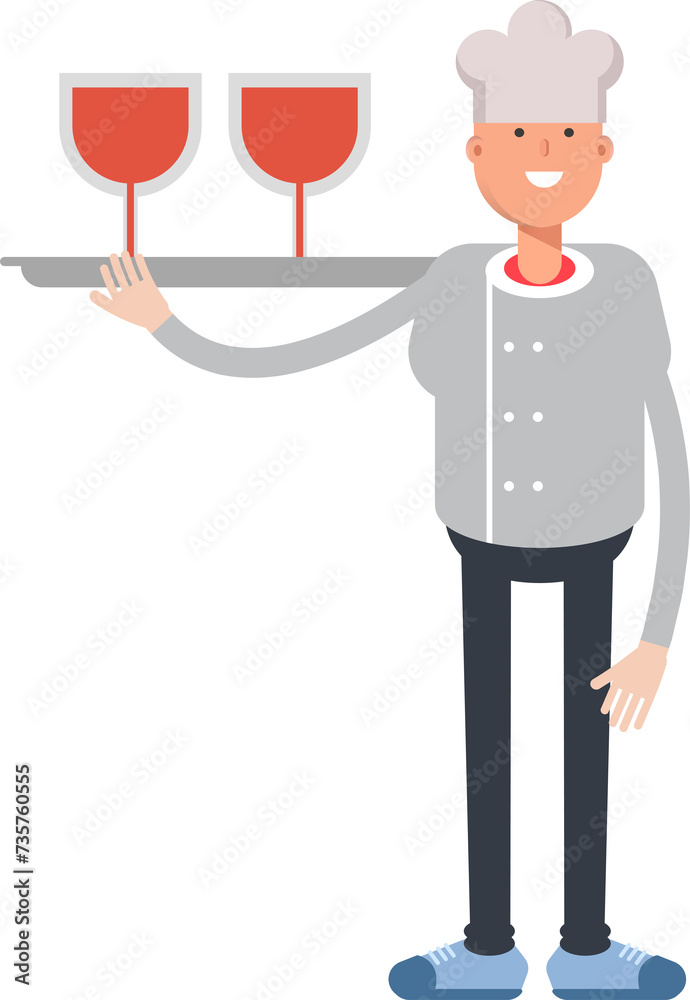 Chef Character Serving Wine Illustration
Chef Character Serving Wine Illustration