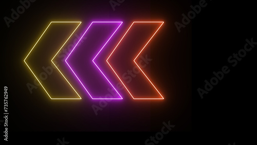 Right neon arrow icon with 3colour red,golden,pink color arrow iconand.