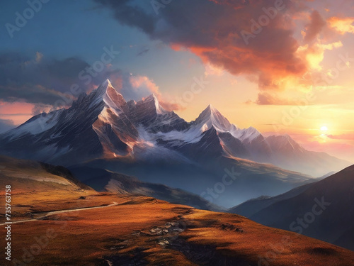 Breathtaking Mountain Landscape at Sunset
