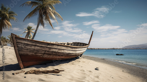 Stranded wooden boat © Cybonad