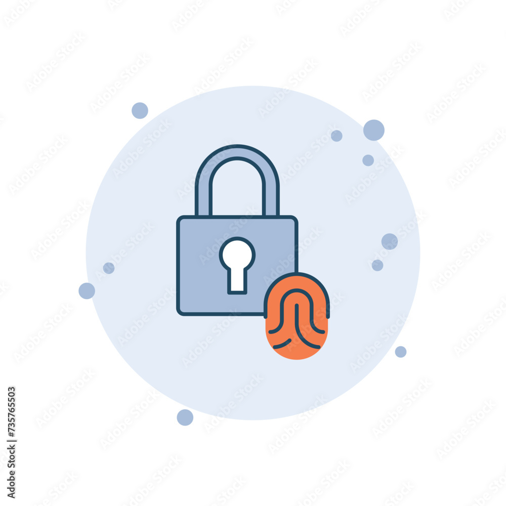 Cartoon touch id icon vector illustration. Fingerprint with lock on isolated background. Biometric identification sign concept. Cartoon touch id icon vector illustration. Fingerprint with lock on isolated background. Biometric identification sign concept.
