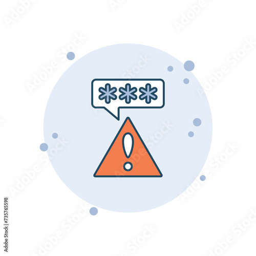 Cartoon security alert vector illustration. Password with exclamation point on bubbles background. Wrong password code sign concept.