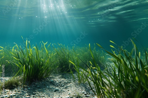 clear water with close-up of aquatic plant and seagrass © Zero Zero One