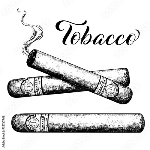 Obraz na płótnie Cigar vintage vector sketch illustration w salonie