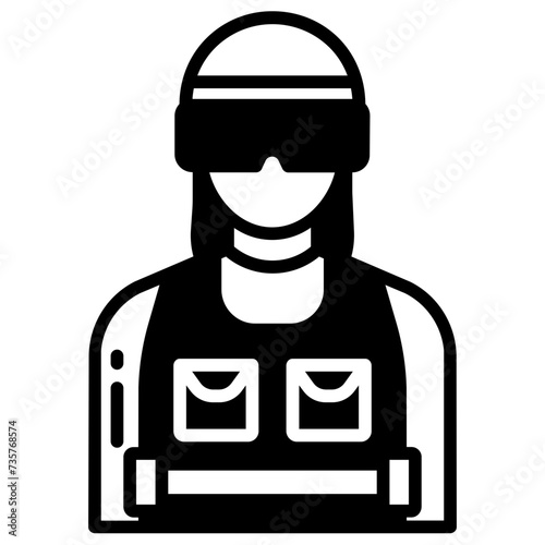 Riot Police glyph and line vector illustration