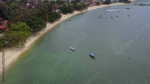 Aerial view of Teluk Bahang. Fishing village in Malaysia photo