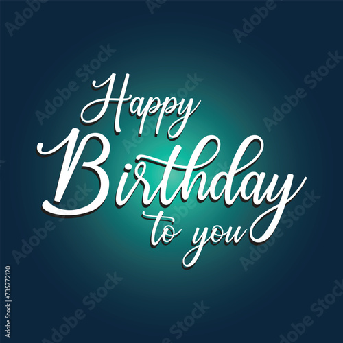 Happy Birthday Calligraphy Greeting Card. Vector Illustration. Handwritten inscription isolated on gradient artboard