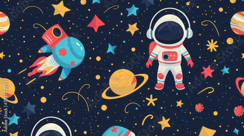 Playful Horizons: Colorful Kids Space Wallpaper