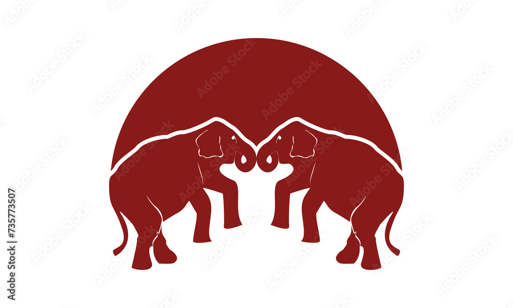Obraz premium Two elephant dancing illustration design vector