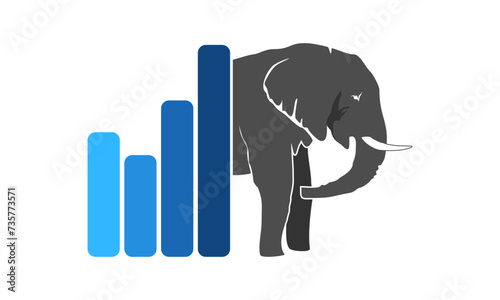 Elephant and increase diagram illustration design vector