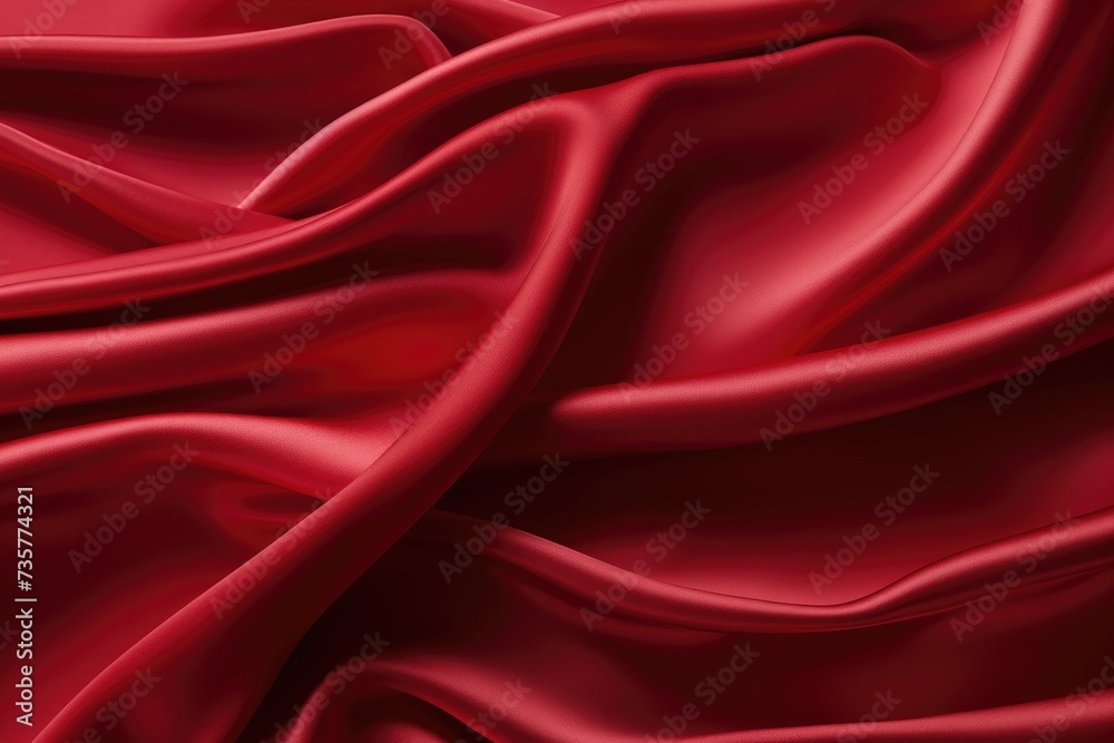 Fototapeta premium This photo depicts a close-up view of a vivid red fabric, showcasing its texture and color.