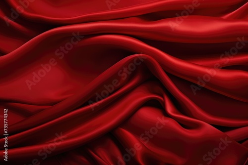 This photograph showcases a detailed, close-up view of a vibrant red cloth.