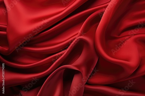 This close-up photograph captures the intricate details of a red cloth, showcasing its vibrant color and texture.