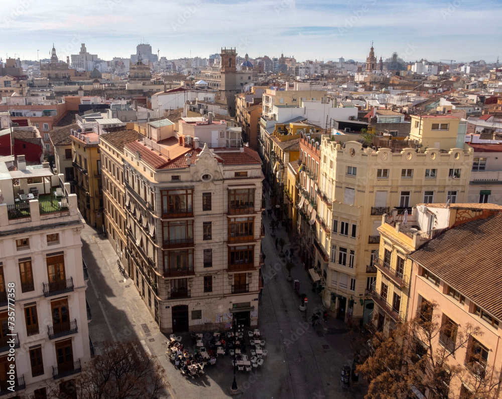 Views of the city of Valencia from the Serranos Tower. Spain.