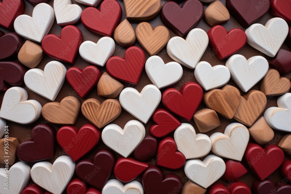 Obraz premium A collection of hearts arranged neatly on a table, creating a colorful and vibrant display.