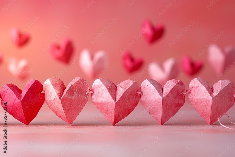 paper valentines day hearts pink