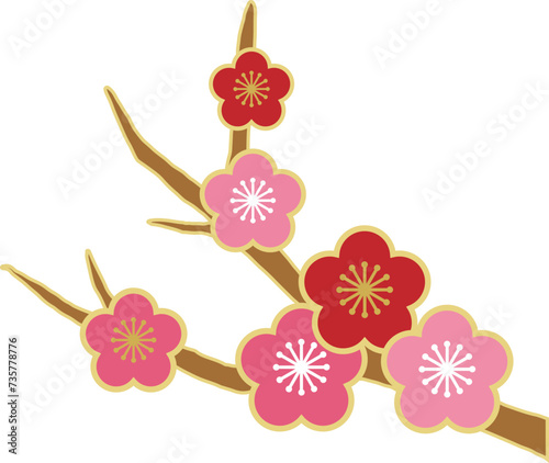 Traditional retro plum blossom branch
