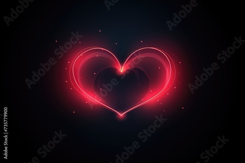 A heart shaped neon light shines brightly against a dark background  creating a vibrant and eye-catching display.