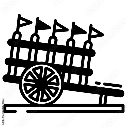 bullock cart glyph and line vector illustration