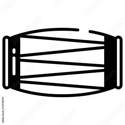 Mridangam glyph and line vector illustration