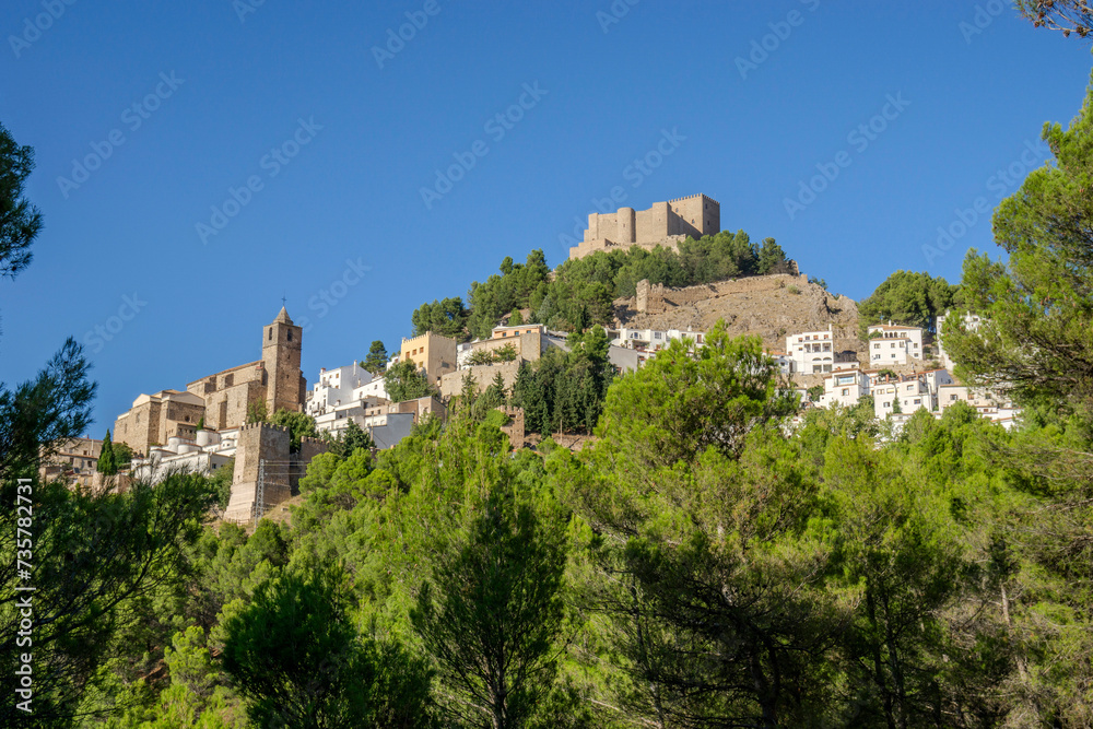 View of the beautiful town of Segura de la Sierra in the mountains of Cazorla, Segura and Las Villas. Jaen, Andalusia, Spain.