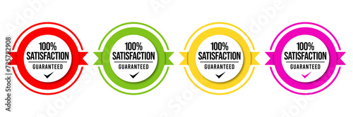 100% Satisfaction Guaranteed or 100% Satisfaction Label Vector Isolated in Flat Style. Best 100% Satisfaction Guaranteed Label Vector for product packaging. Elegant 100% Satisfaction Label Vector.