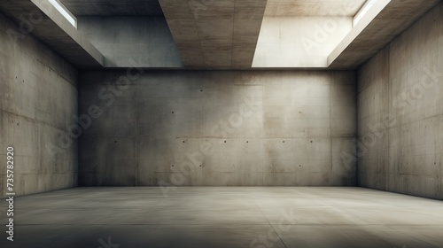 Sleek concrete interior with blank banner for customizable text or promotional advertisement