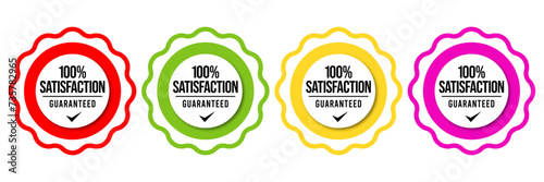 100% Satisfaction Guaranteed or 100% Satisfaction Label Vector Isolated in Flat Style. Best 100% Satisfaction Guaranteed Label Vector for product packaging. Elegant 100% Satisfaction Label Vector.