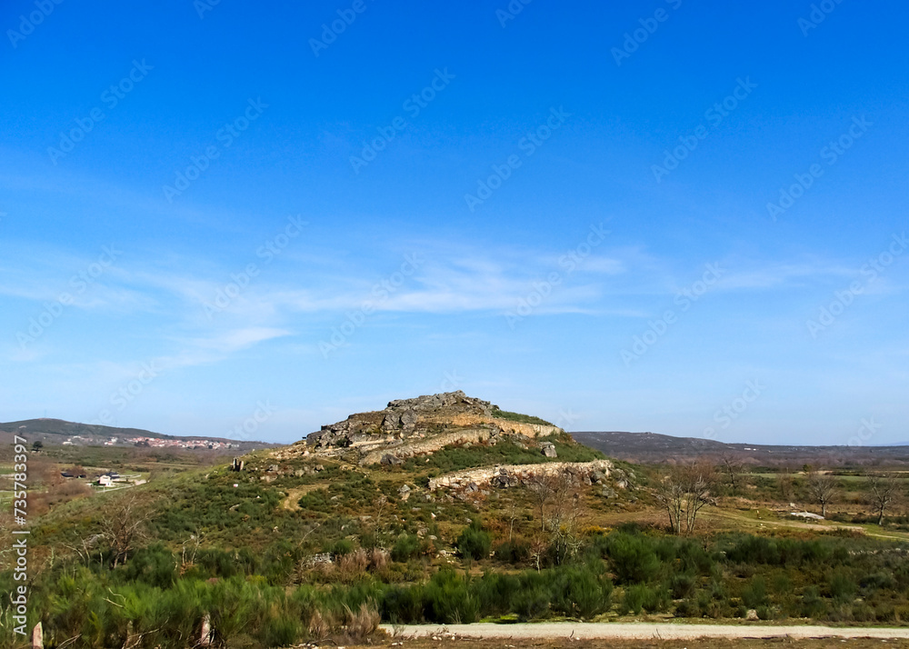 General view of the A Saceda hill fort. Cualedro, Ourense, Spain.