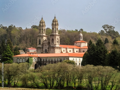 Panoramic view of the monastery of Santa Maria de Sobrado de los Monjes (12th-13th centuries). A Coruña, Galicia, Spain.