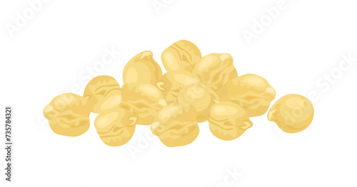 Chickpeas heap isolated on white background. Vector cartoon illustration of legumes.