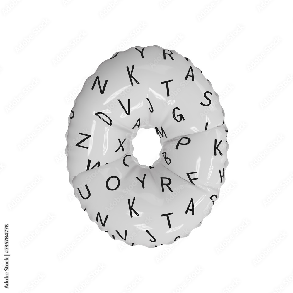 3D simplistic letter pattern glossy helium balloon letter O 3D simplistic letter pattern glossy helium balloon letter O
