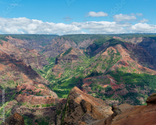 Amazing view of Waimea Canyon State Park (also known as Grand Canyon of the Pacific) on the island of Kauai, Hawaii